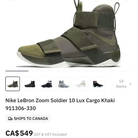Nike LeBron Soldier 10 Lux Cargo Khaki/Olive High-Top Sneakers - Picture 2 of 4